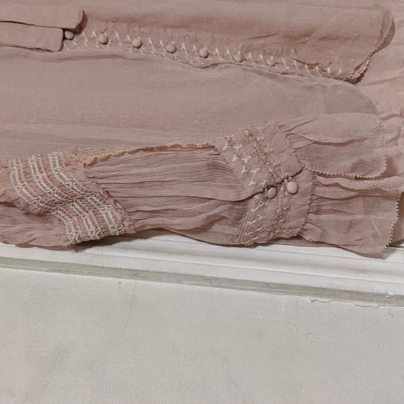 Sundance Women's Sheer Ruffled and Embroidered Blouse - Picture 5 of 8